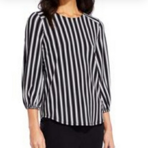 Adrianna Papell Striped Yoke Blouse Size Small - Picture 1 of 8